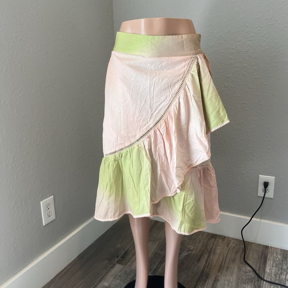 The Drop Ruffled Midi Casual Summer Skirt with Bobble Tie Dye Sz Large NWT